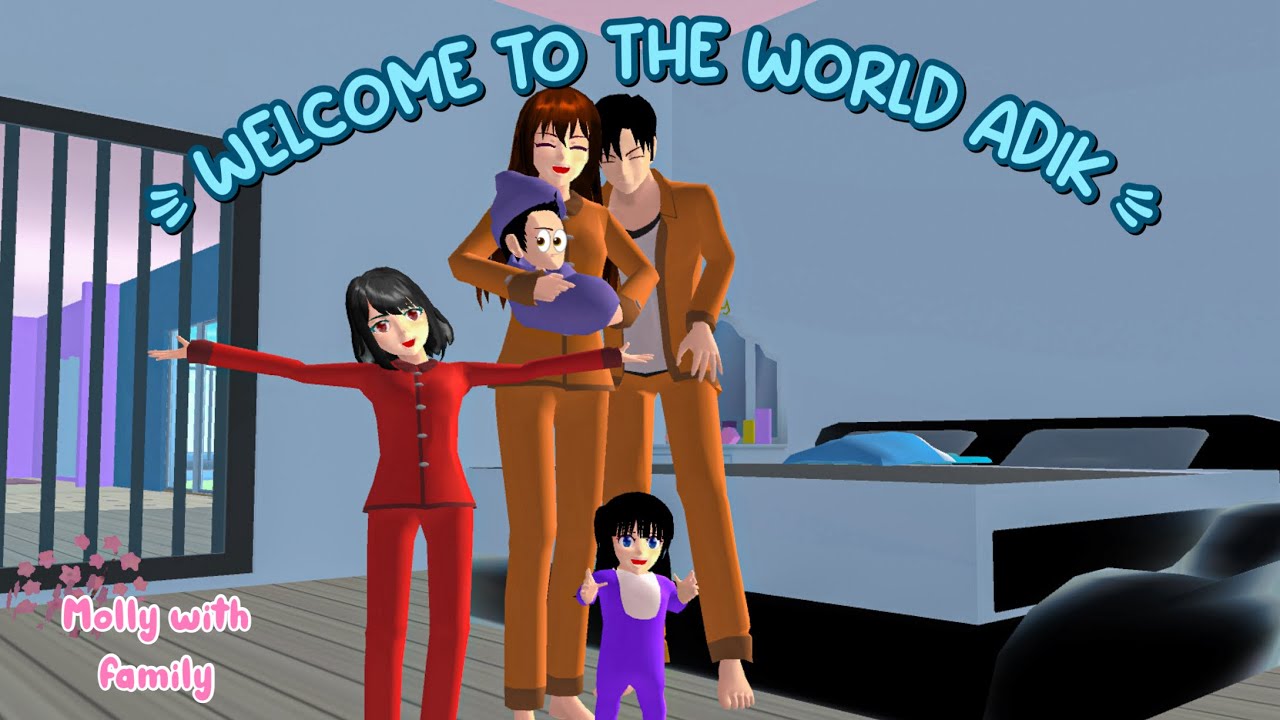 Welcome to the world 👶🏻🩵 ( Baby Molly With Family ) || Drama sakura school simulator