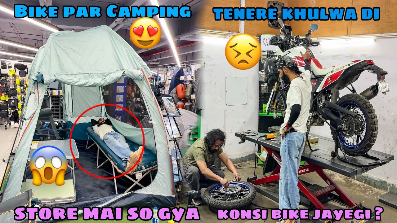 Bike par Camping krne k liye tent lene pahuche 😍 or vhi so gya 😰 tenere ko kholna padh gya 😣