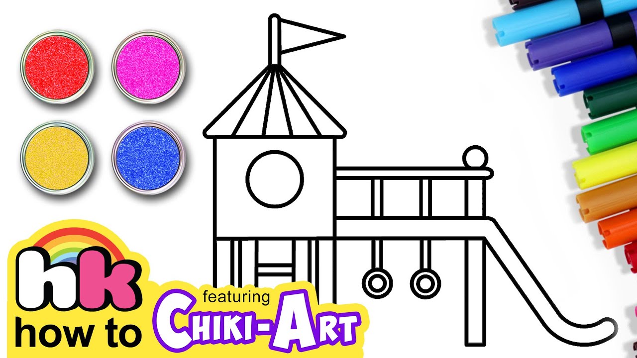 How to Draw Playground Slide | Easy Drawings for Kids | Chiki Art | HooplaKidz How To