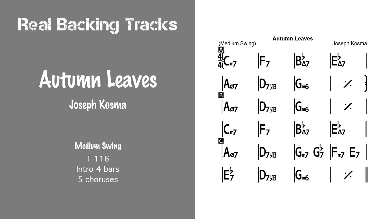 Autumn Leaves - Real Jazz Backing Track - Jazz Play Along -
