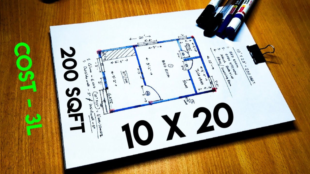 План небольшого дома 10 x 20 кв. футов II. Проект дома 200 кв. футов Ghar Ka Naksha II. Проект до...