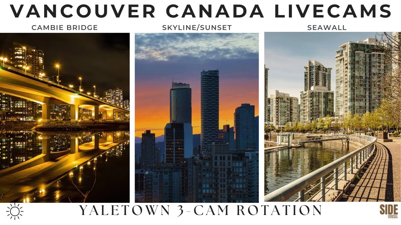 🔴 Live | Vancouver 3-Cam - Seawall, Yaletown Skyline & Cambie Bridge | ☀️ Day | 2026-03-19 Thu