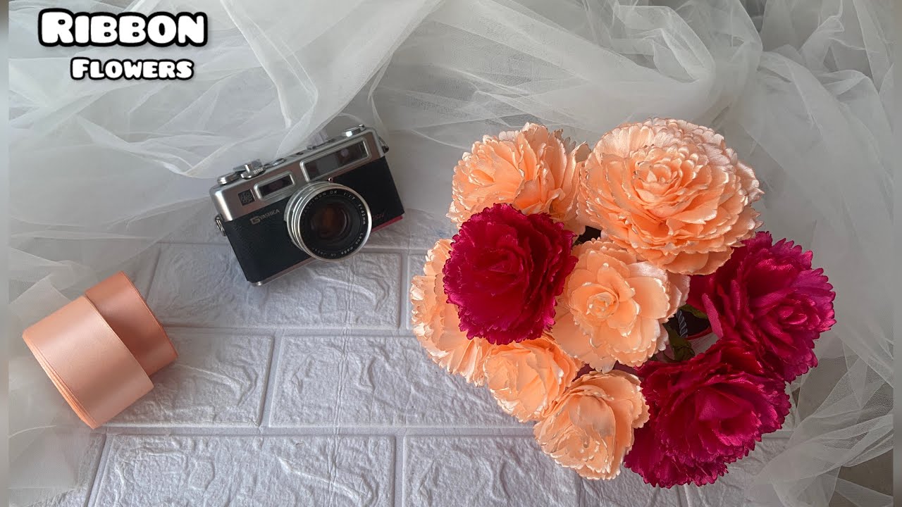 DIY carnation flowers/ How to make satin ribbon flowers easy