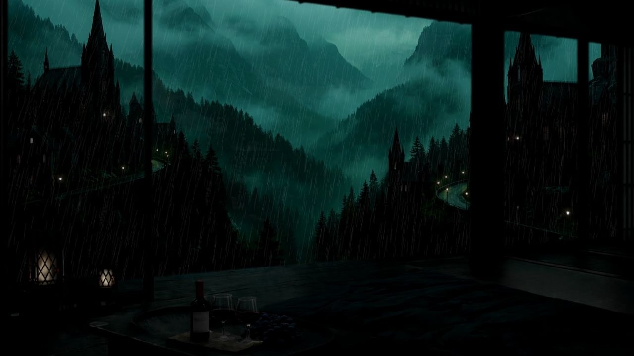 Gentle Rain at a Cozy Mountain Cabin (No Ads) ☔ | Gothic Ambience for Deep Sleep & Relaxation☔