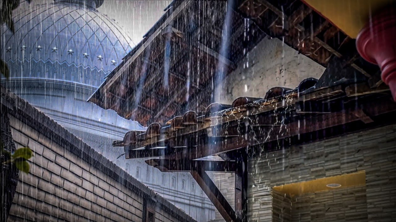 Heavy Rain Sounds for Sleep 🌧️ Rooftop Rain ASMR | Relaxing Night Ambience