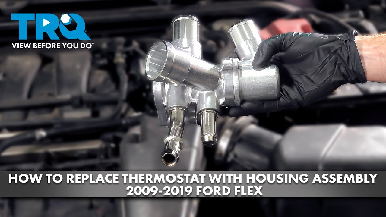 Как заменить термостат с корпусом в сборе на Ford Flex 2009-2019