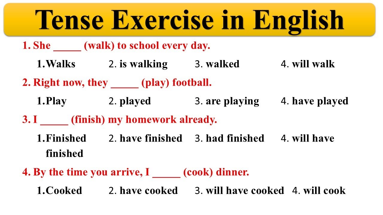 Tense Exercise in English for All Exams