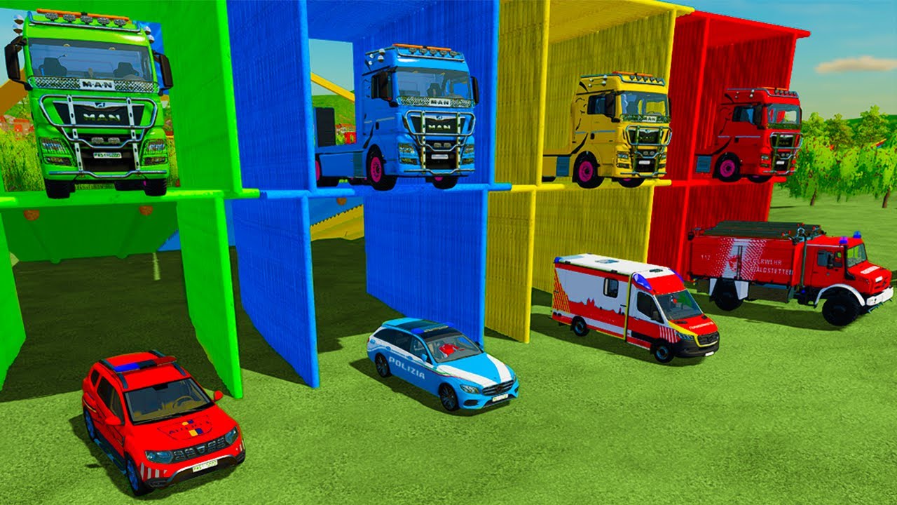 DACIA, MERCEDES, and AMBULANCE EMERGENCY, FIRE DEPARTMENT TRANSPORTING! - FS 22