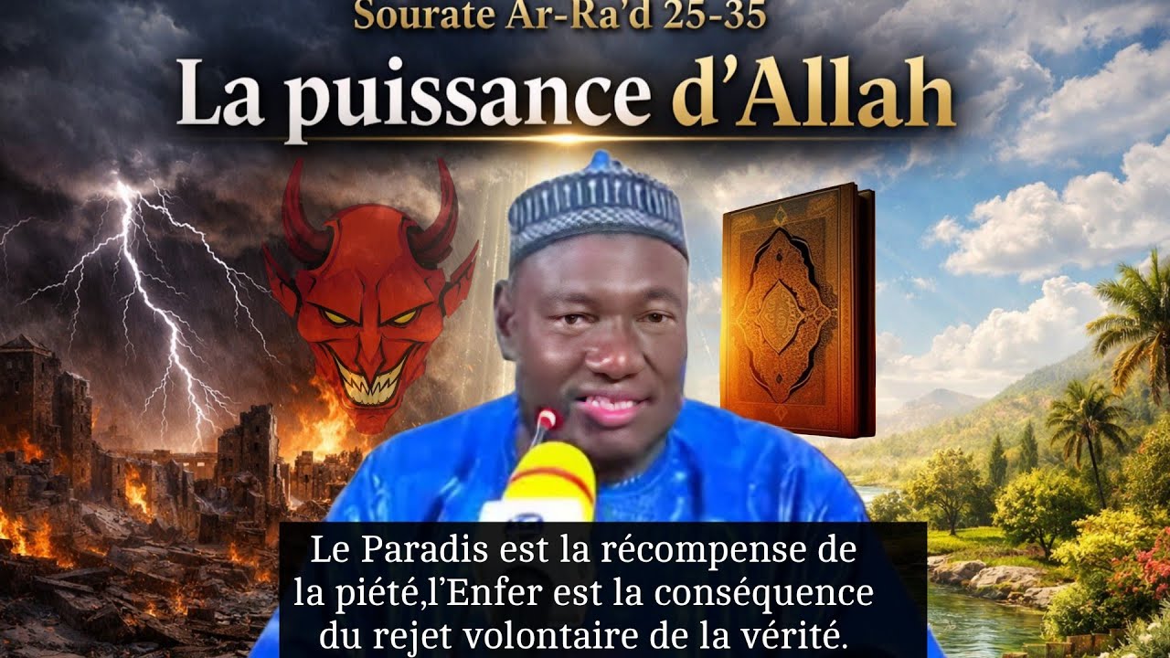 Tafsir du saint Coran sourate Ar-Rad(le tonnerre)la puissance d'Allah, différence paradis et enfer