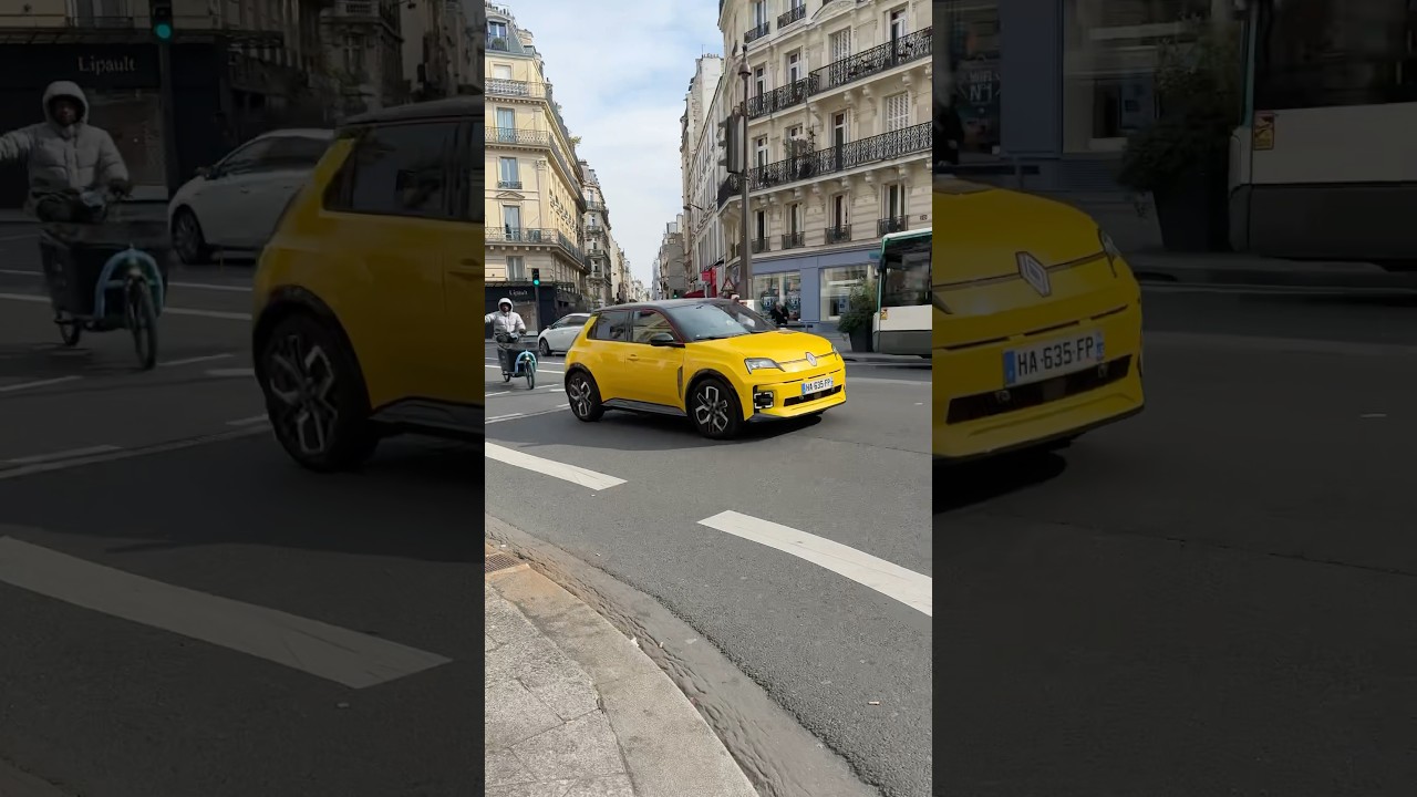 Renault 5 E-Tech looks so good on the streets of Paris #renault5etech #renault5 #renault