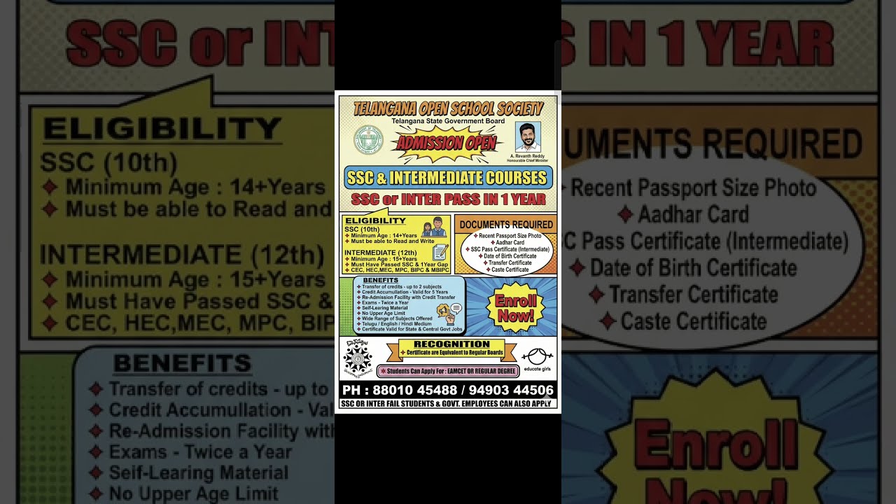 Pass SSC/ Open Inter in 4 Months! | TOSS Admissions | Telangana Open School Full Details