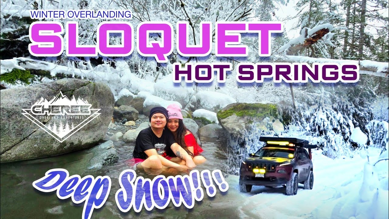 Sloquet Hot Springs: Deep Snow Solo Winter Camping ASMR - barbecue, steak, bonfire