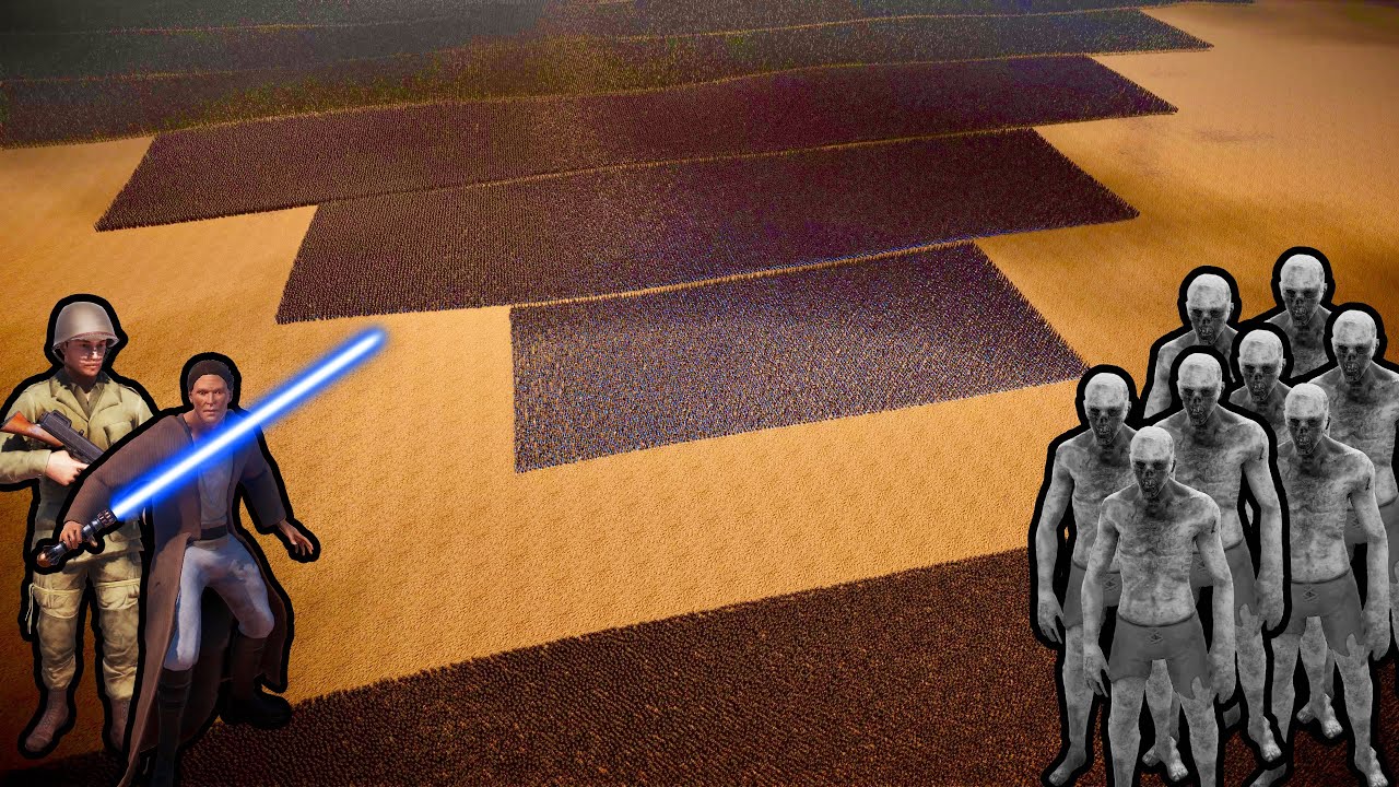 23 MILLION ZOMBIES vs 60,000 JEDI KNIGHTS + 200,000 AMERICAN SOLDIER ASSAULT | UEBS 2