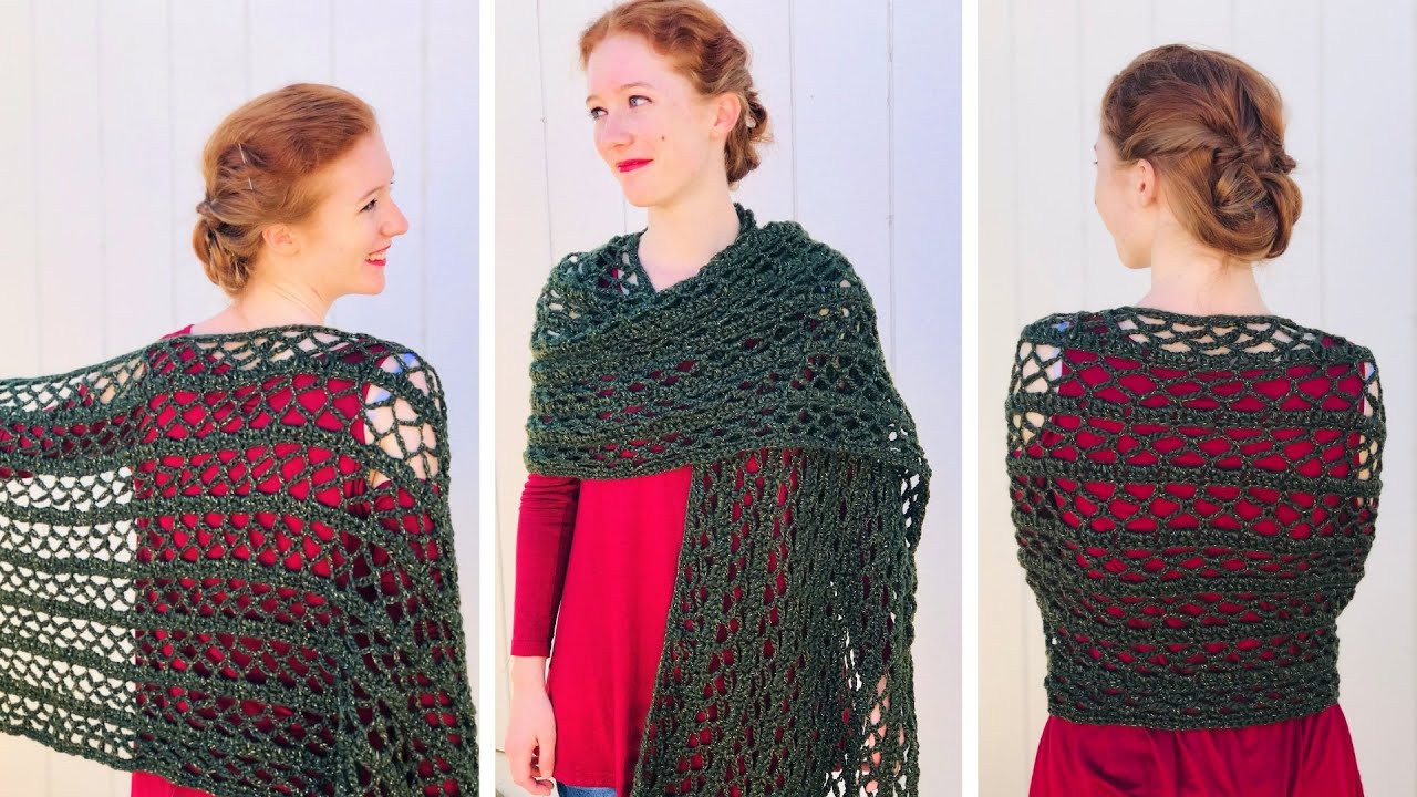 EASY RECTANGULAR SHAWL Crochet Pattern - How to Crochet a Lacy Wrap