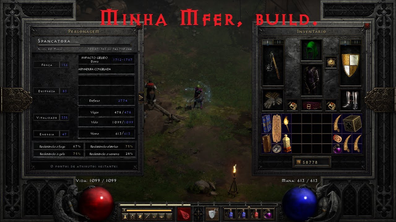 Diablo 2 Ressurected - Build final Mfer de Maga (sorceress), como ficou a minha.