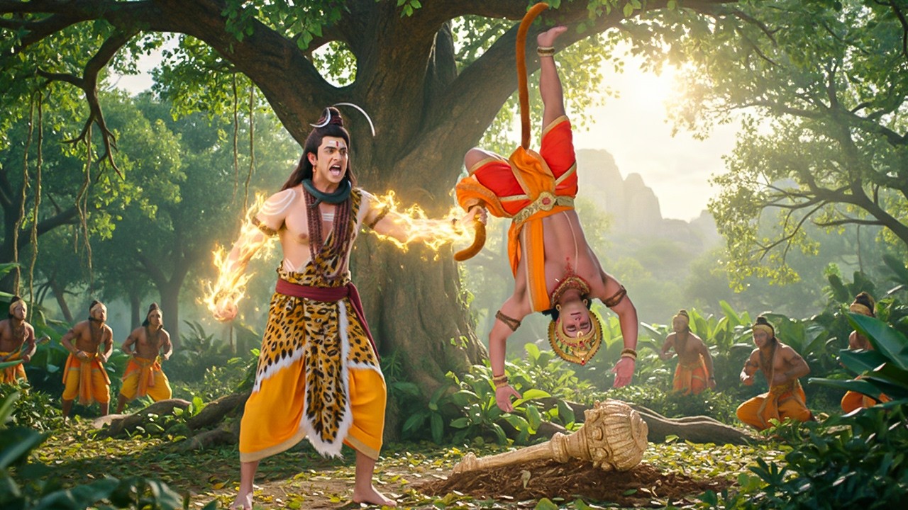 महादेव जी ने हनुमान को पेड़ पर उलटा लटका कर किया दण्डित | Bhakti Serial | #hanuman