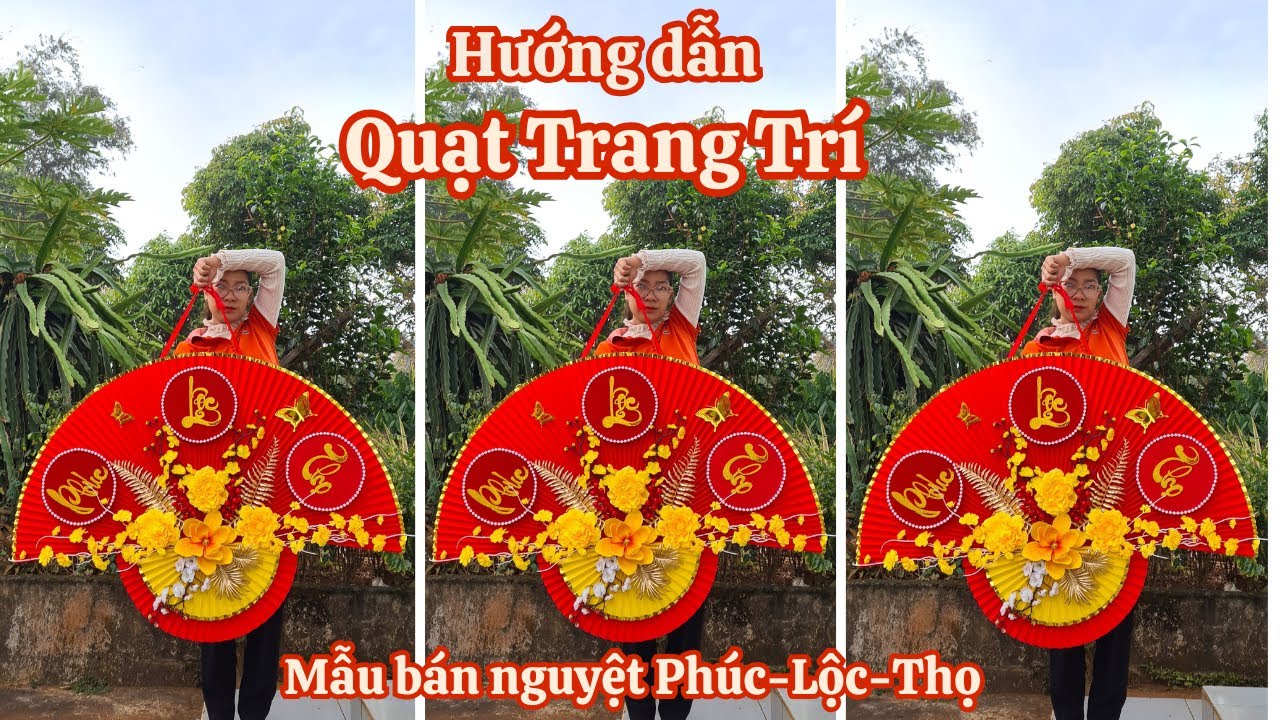 Hướng dẫn QUẠT GIẤY trang trí tết, set quạt PHÚC-LỘC-THỌ