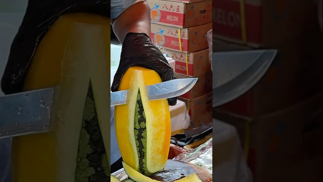 Perfect Gold Watermelon Cutting in Bangkok