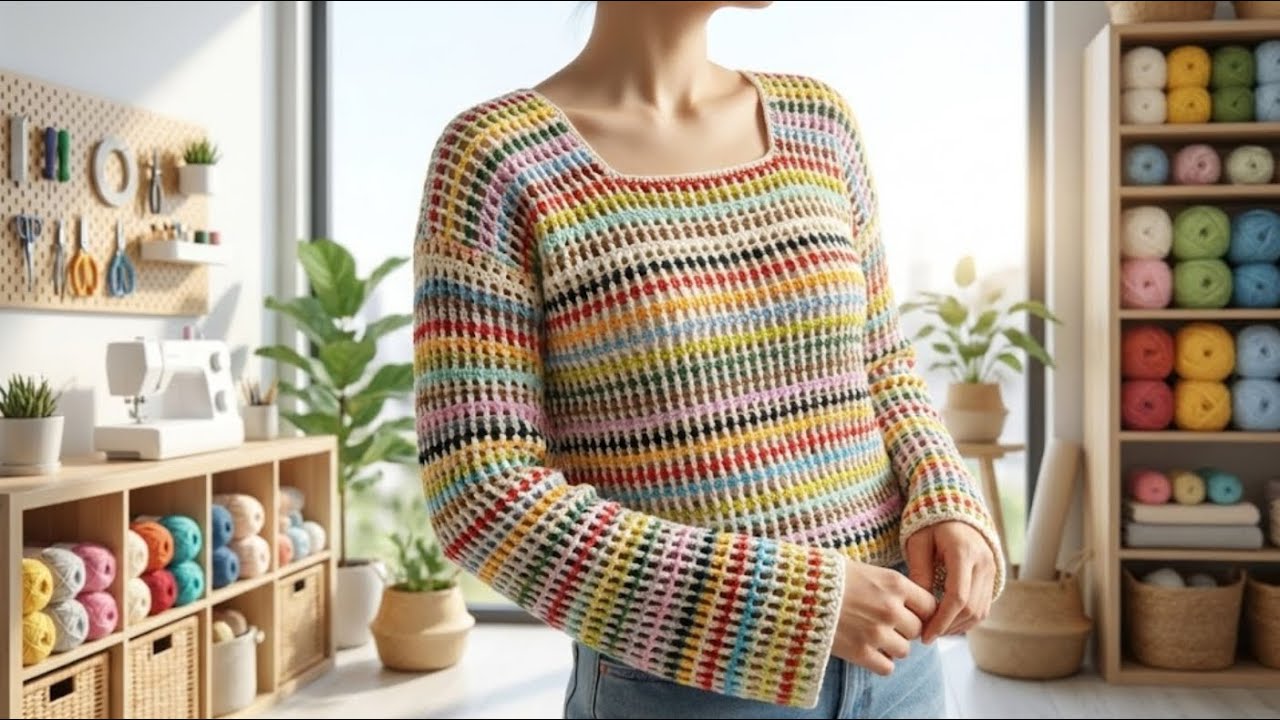 Kalan İpleri Değerlendirmenin EN ŞIK Yolu! 💎 Modern Crochet Sweater Tutorial
