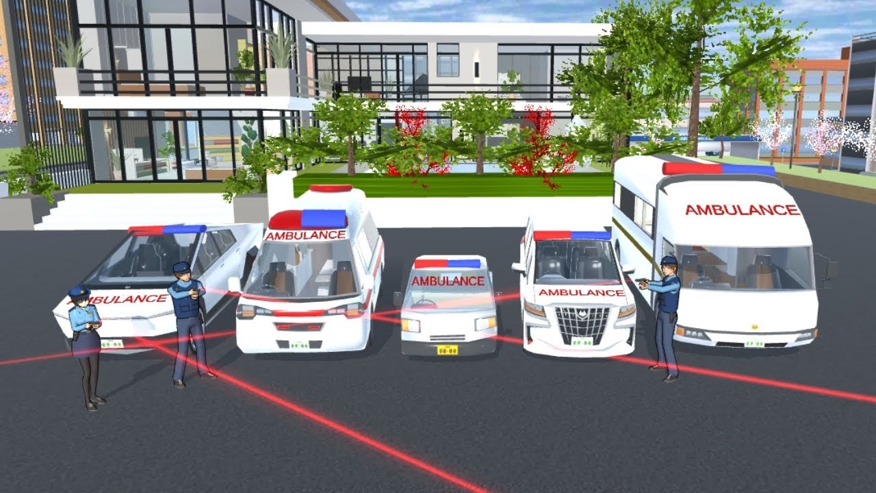 All Ambulance Cars Collection 🚑 at New Luxury Apartment 🌆 Sakura School Simulator 
