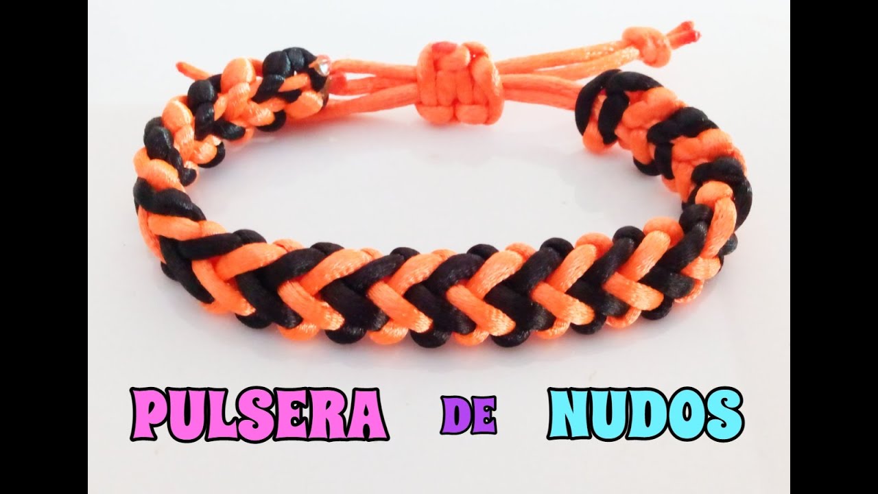 PULSERA COLA de RATÓN con NUDOS/efecto trenzada/paso a paso.