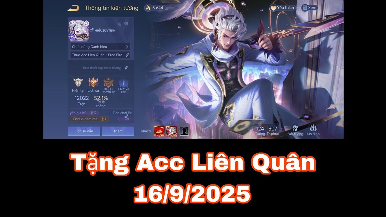 THUÊ ACC LIÊN QUÂN 24H | TẶNG ACC LIÊN QUÂN SKIN SSS | NAKROTH BẠCH DIỆN CHIẾN THƯƠNG