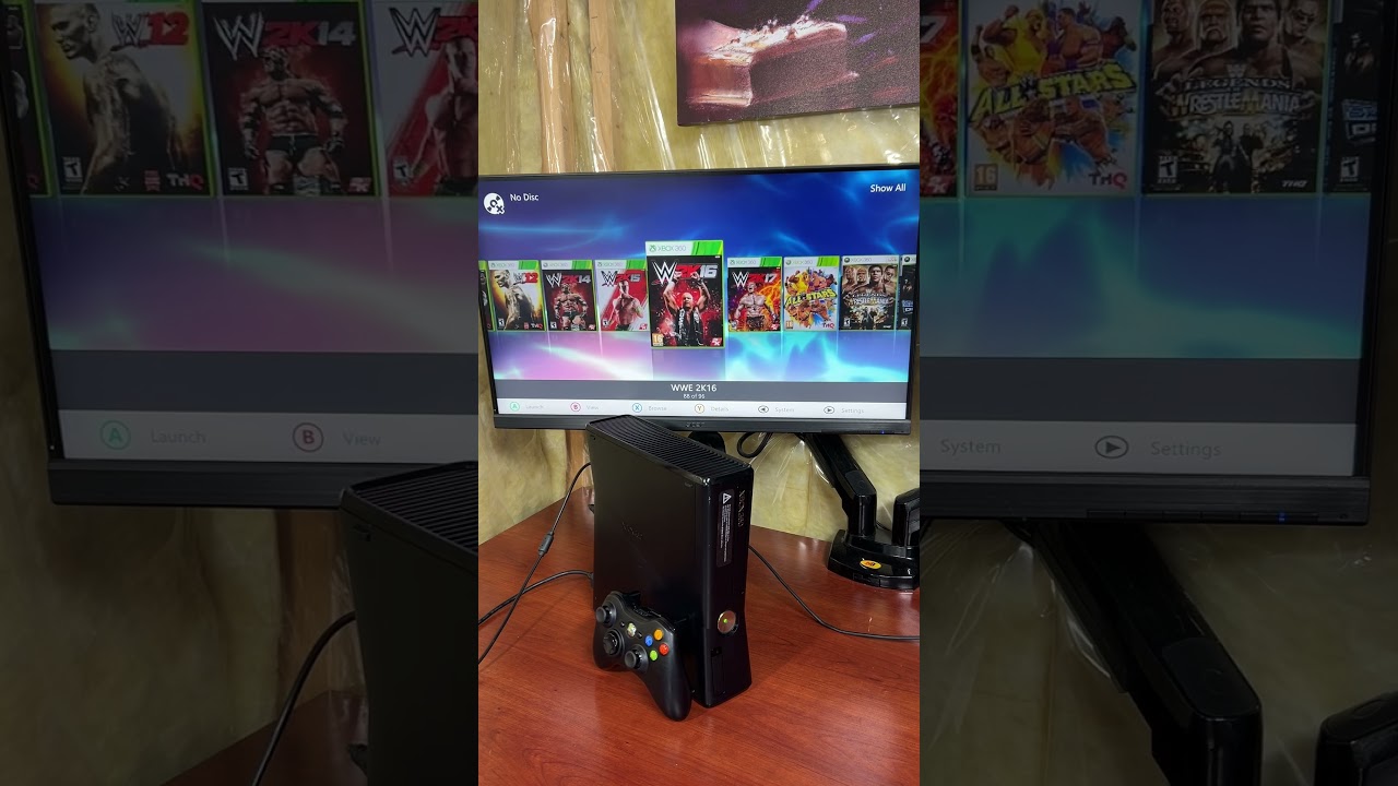 Modded Xbox 360 RGH 3 | 500GB Aurora Setup with 96 Games + WWE Titles