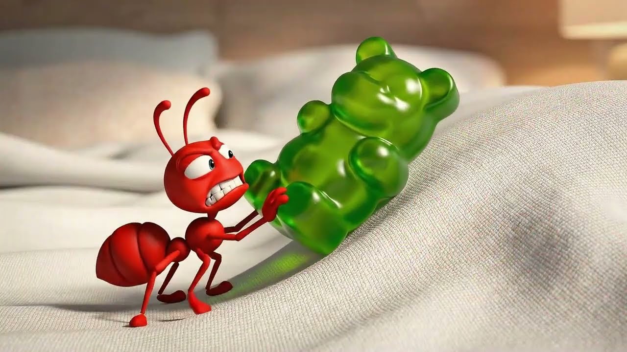 Cute Kitten Cries! Mom Makes Giant Gummy After Ants Eat It