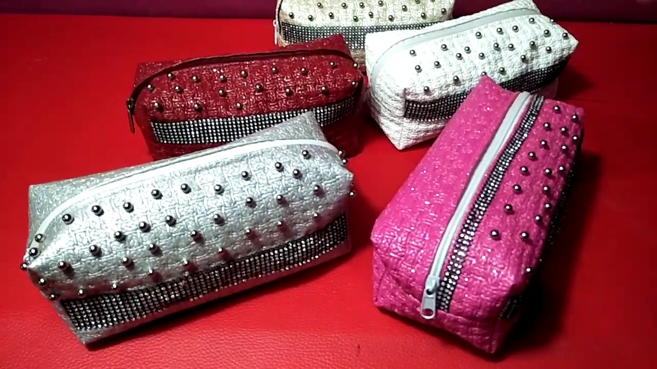 خياطة مقلمة او تروس المكياج موديل جديد بالسكاي اوجلد صناعيcoudre une trousse à maquillage