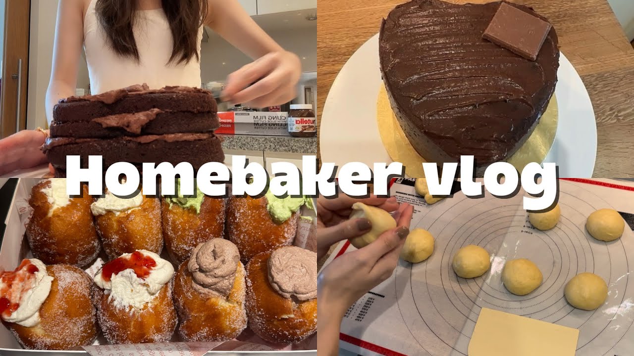 Bake with me👩🏻‍🍳 (whipped cream donuts 🍩 + choc cake 🍰 🍫)
