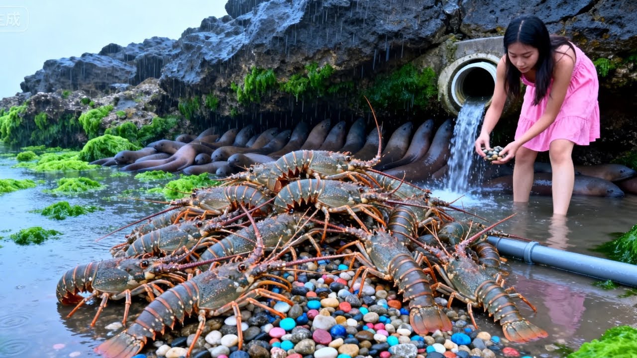 Xiao Zhang Was Incredibly Lucky; He Got A Bucket Full Of Lobster And Conger Eel.