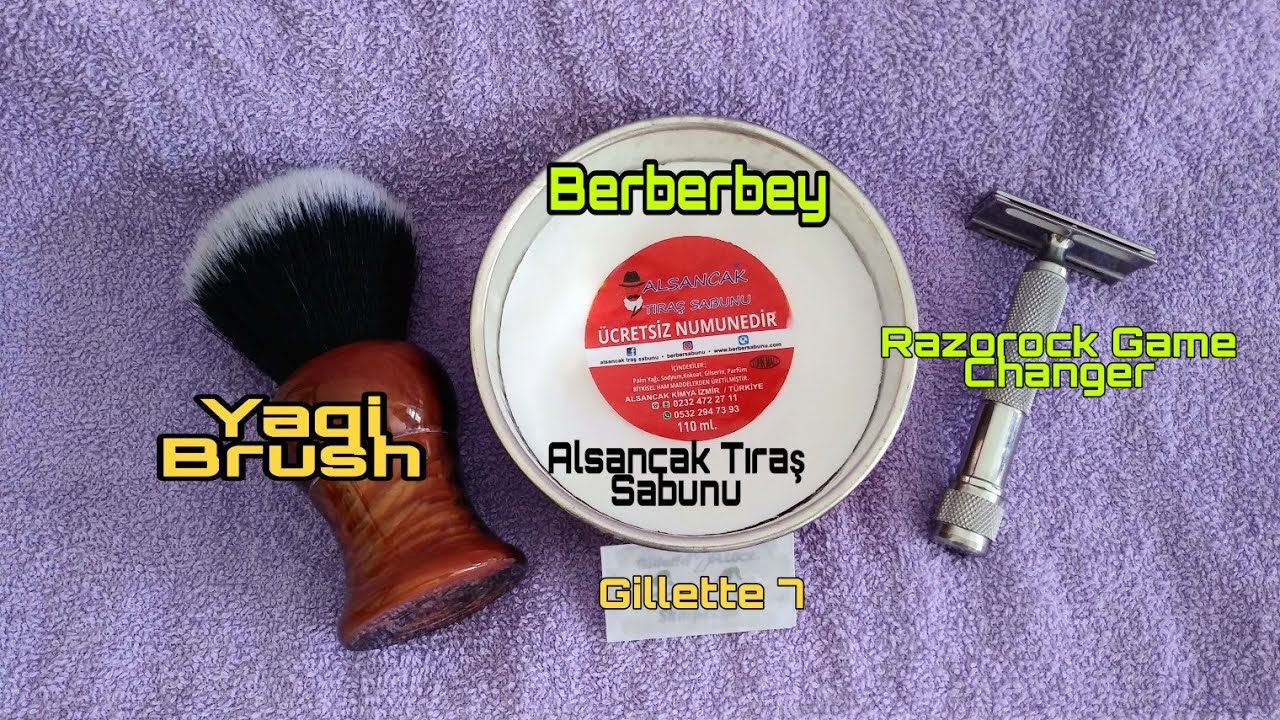 Razorock Game Changer 0.84 | Yaqi Brush | Gillette 7 o'clock  | Alsancak Shave Soap