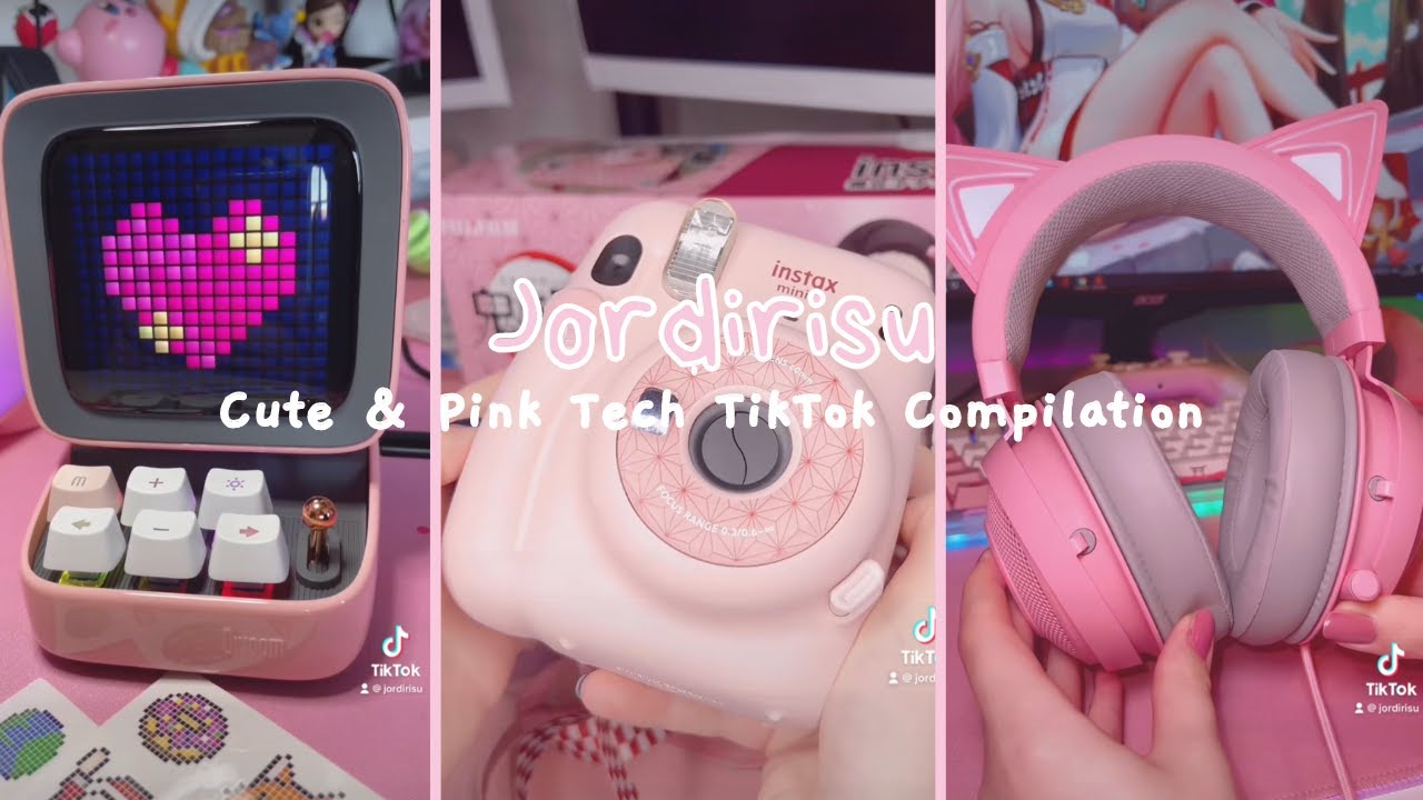 jordirisu ♡ pink pc setup gaming tech unboxing tiktok compilation // kawaii pink razer anime asmr ♡