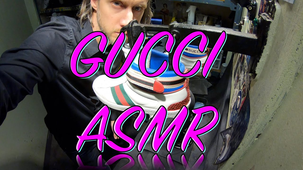 GUCCI HiTop Sneakers ASMR #ShineBoy | Sneaker Cleaning