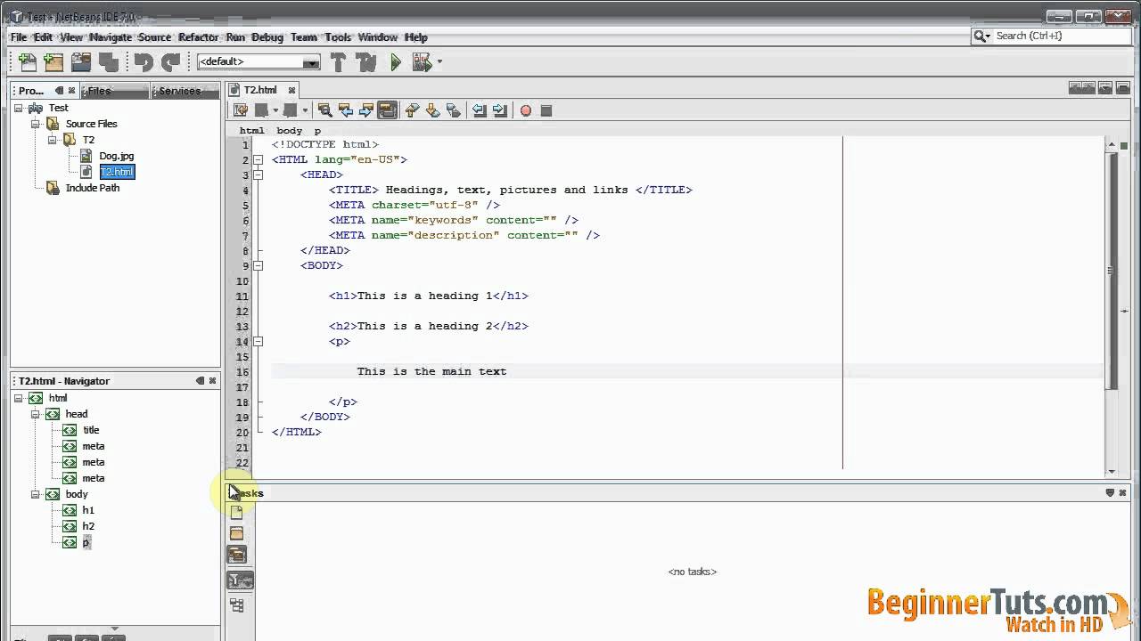 Beginner HTML tutorial # 3 - Pictures, links, text and headings