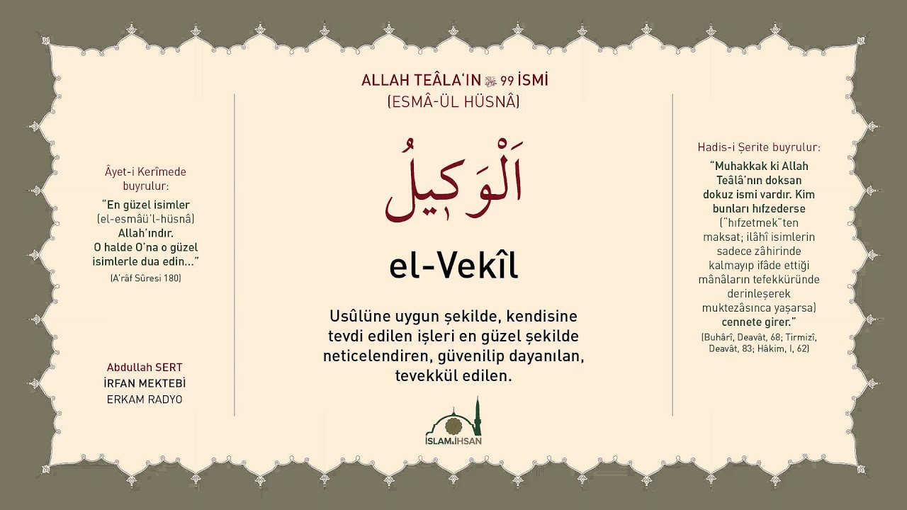 El-Vekil -celle celal&ucirc;hu- (Esm&acirc;-&uuml;l H&uuml;sn&acirc; Şerhi 53) - Abdullah Sert