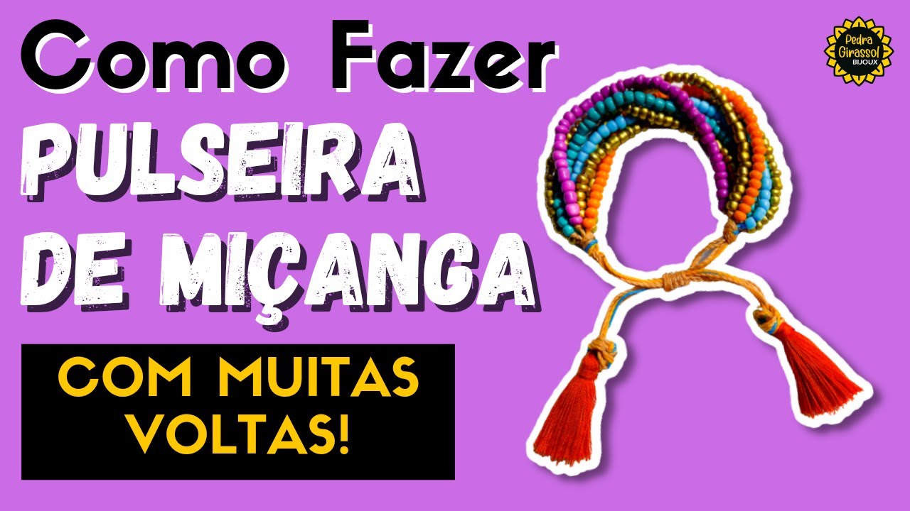 DIY | COMO FAZER PULSEIRA DE MIÇANGA COM MUITAS VOLTAS EM FIO ENCERADO! Com Tassel de linha!