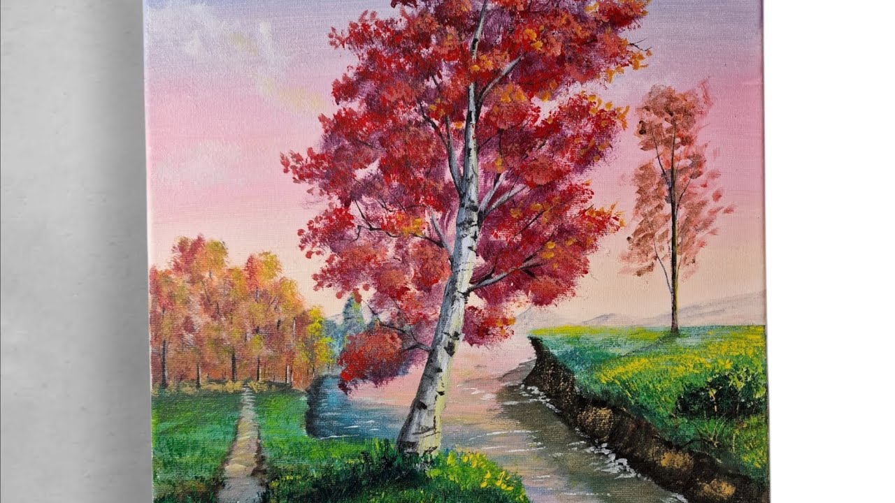 Autumn River Dream – Full Acrylic Painting Process | Relaxing Nature Art