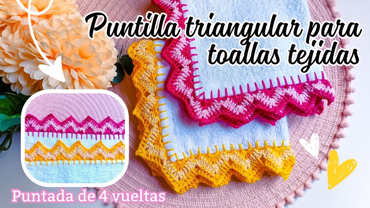 Nueva Puntilla con forma triangular 🔼 para Toallitas 🧶🤗F&Aacute;CIL Y R&Aacute;PIDA de tejer.