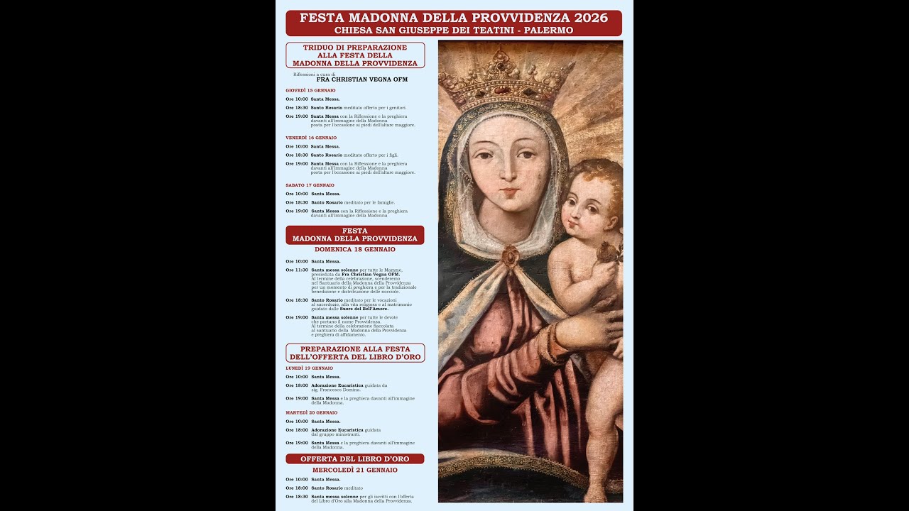 Santa Messa Solenne per la festa della Madonna della Provvidenza - ore 11:30