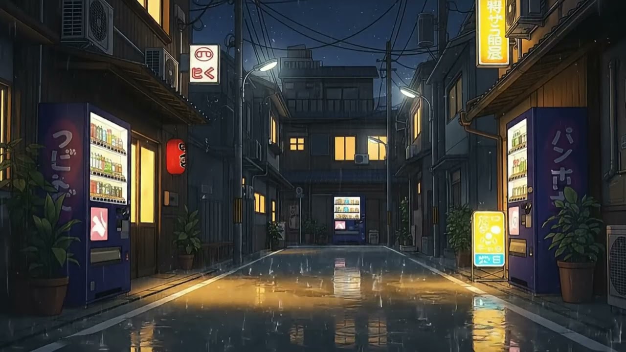 🌧️ Rainy Night Lofi in a Japanese Alley ☔ | 雨音とLo-Fi Hip Hop