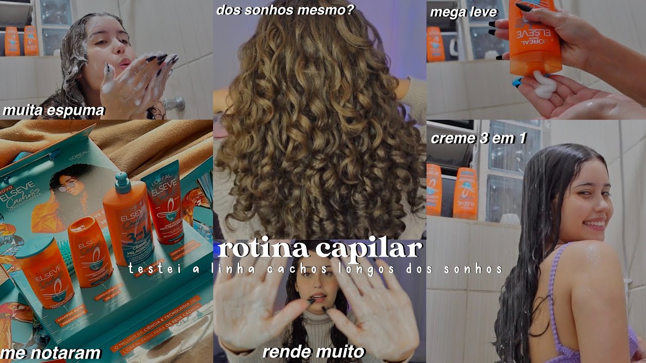 rotina capilar - testei a linha cachos longos dos sonhos L'oreal💆🏻‍♀️🧡💙