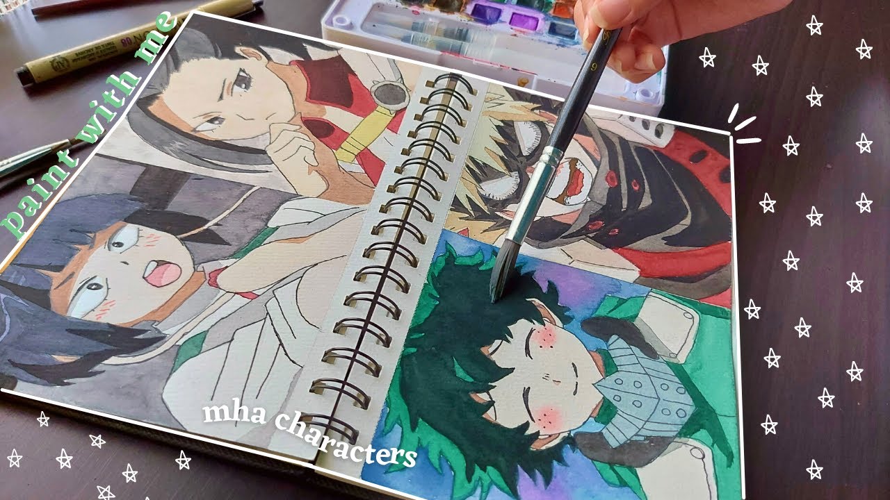 [paint with me #11] painting my hero academia characters✨(watercolor)