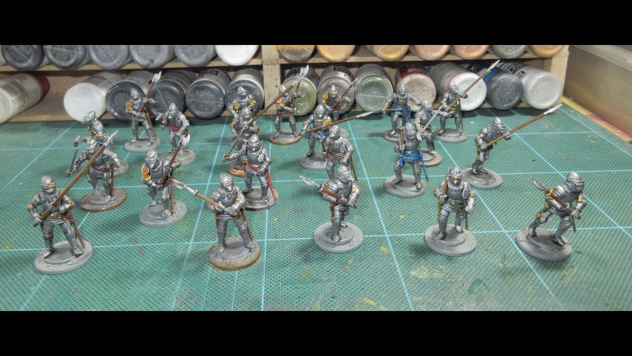 #344 Perry Miniatures 22 Medieval knights painted up.