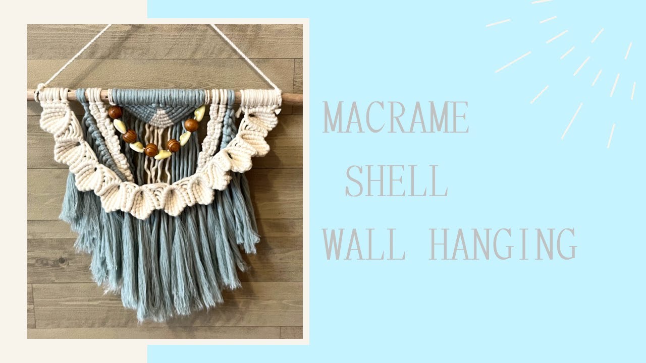 マクラメシェルタペストリー/Macrame shell wallhanging
