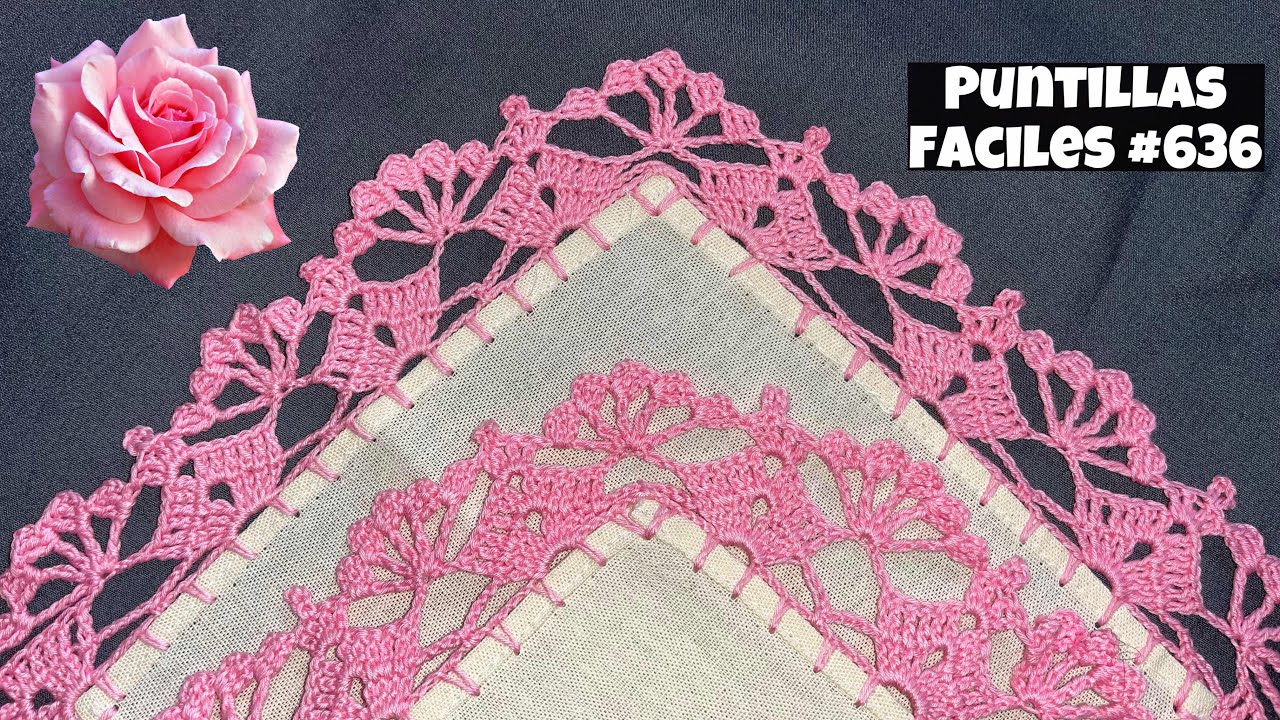 🌸HERMOSA PUNTILLA CON FLORECITAS OARA SERVILLETAS🧵PUNTILLAS FACILES 636