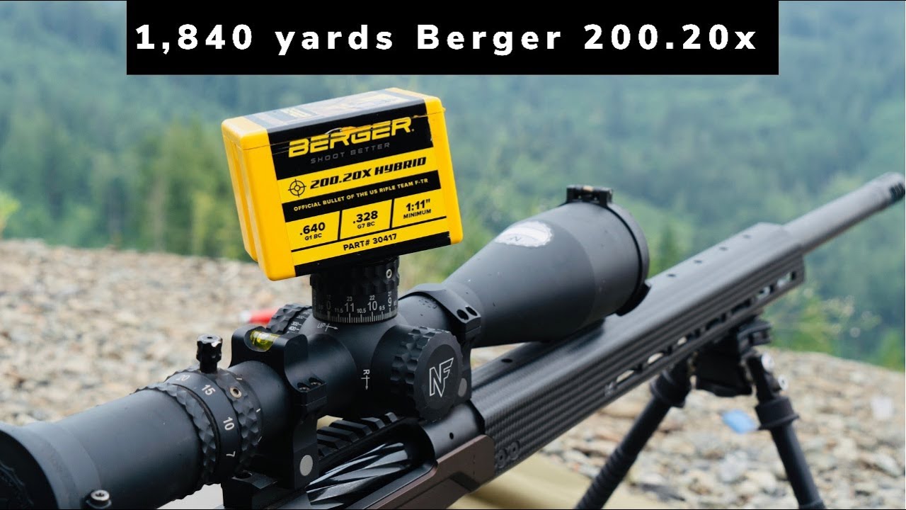 1,840 yards with Berger 200.20x - 300 PRC Christensen MPR, Nightforce ATACR 7-35x56