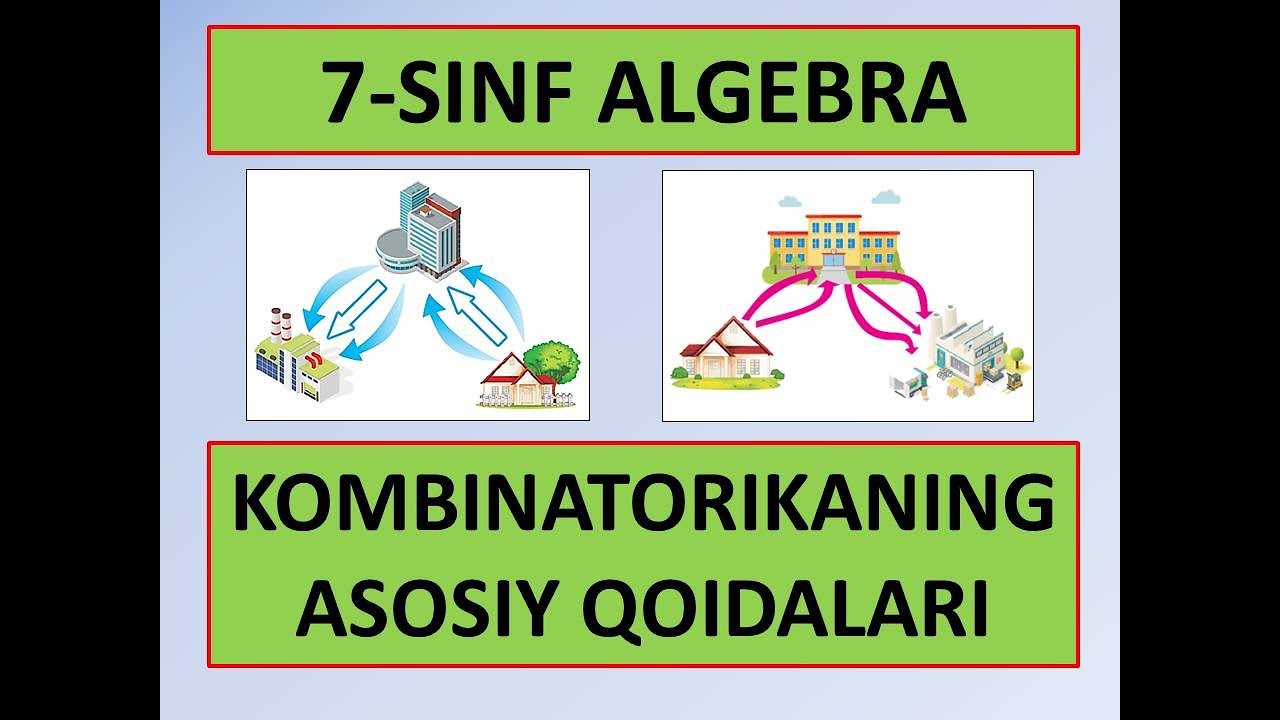 KOMBINATORIKANING ASOSIY QOIDALARI. 7-SINF ALGEBRA DARSLIGIDAGI MASALALAR YECHIMI.