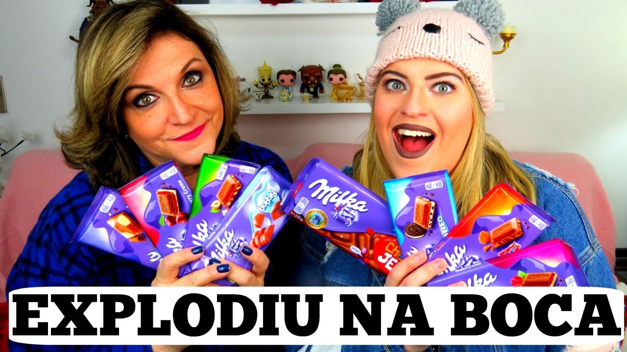 PROVANDO CHOCOLATES ESTRANHOS Ft. MINHA MÃE!