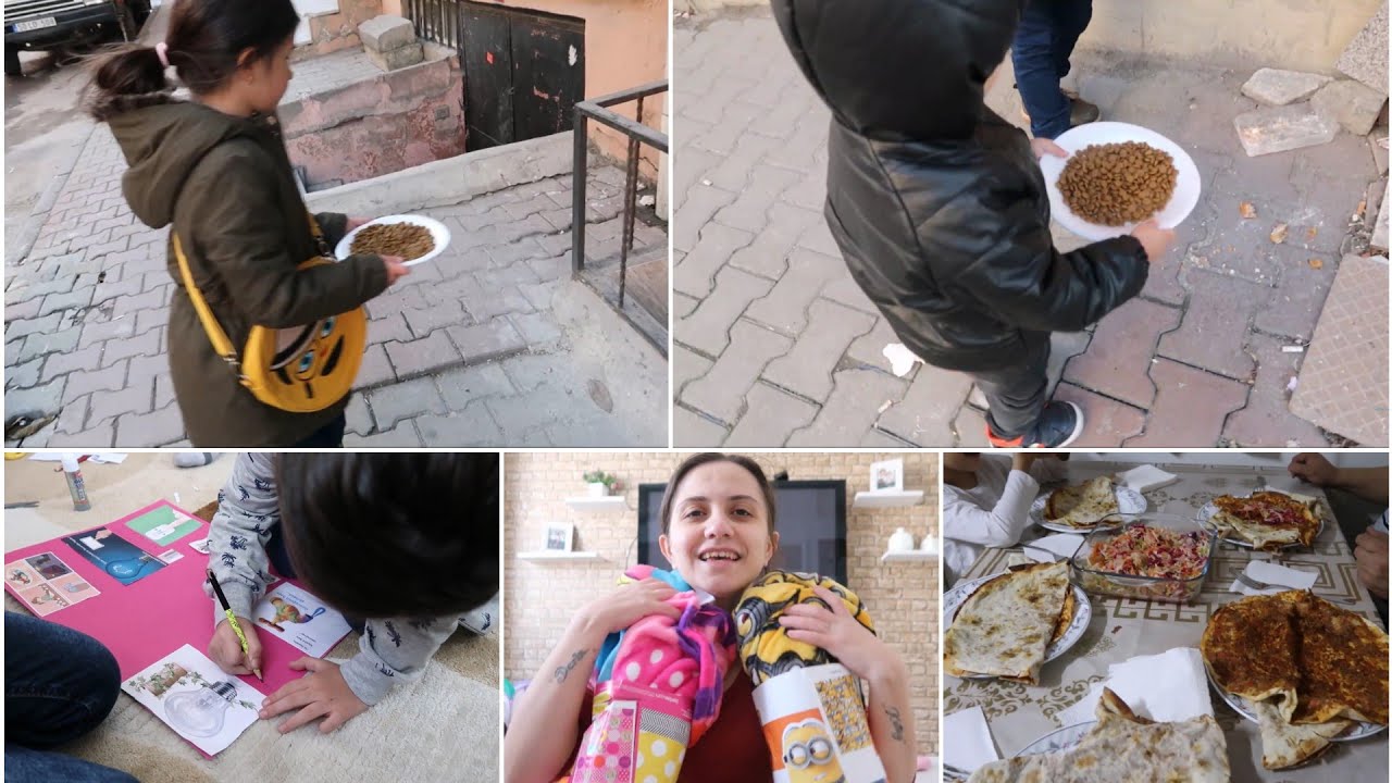 SOKAKTAKİ KEDİLERE MAMA DAĞITTIK , KIZIMIN İLK PROJE ÖDEVİ , YENİ BATTANİYELER